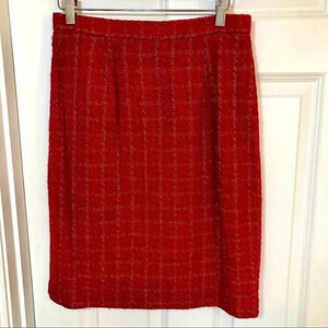 𝅺Blushe By‎ Spiegel vintage red and gold metallic plaid pencil skirt size 8